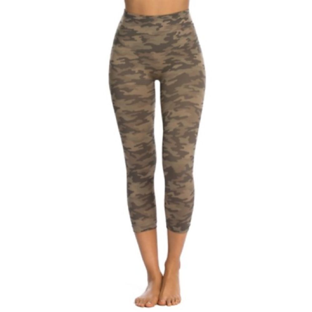 Spanx Green Desert Camo 'Look at‎ Me Now' Seamless Cropped Leggings 1X Plus Size